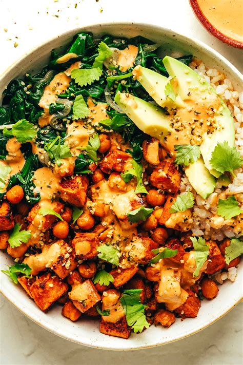 Roasted Sweet Potato And Chickpea Bowls Recipe Gimme Some Oven