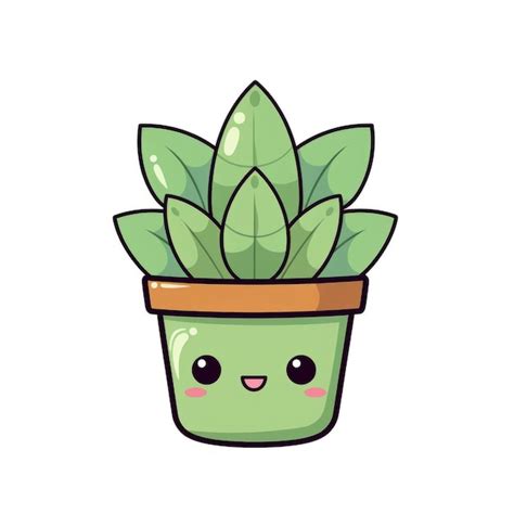 Premium Ai Image Cute Succulent Plant In Pot Vector Flat Cartoon