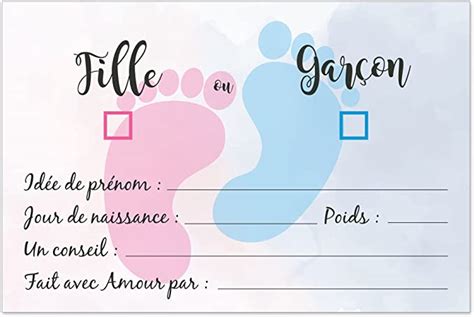 20 Pronostics Cards In FRENCH For Your Gender Reveal Animate Your