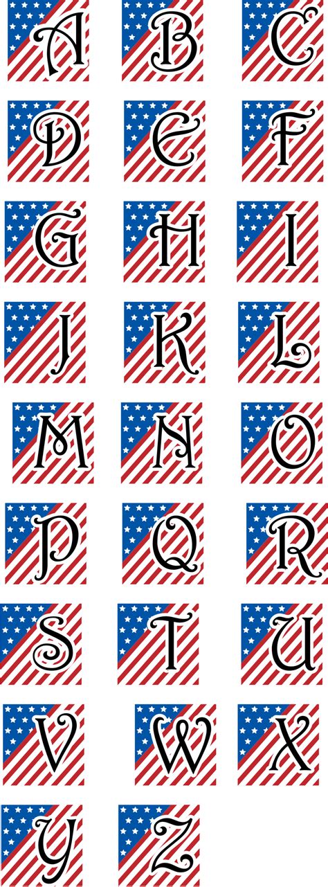 Clipart Patriotic Alphabet Using Harrington Font