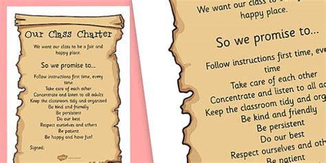 Editable Class Charter Template Our Class Rules Charter