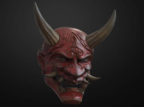 D File Cyberpunk Japanese Hannya Mask Oni Mask Samurai Demon Mask D