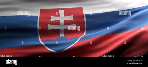 Slovakia Sign Symbol Slovakian National Flag Waving Texture Background