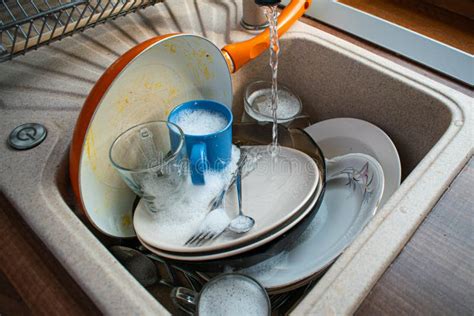 Dirty Dishes In Sink In The Kitchen Stock Photo Image Of Equipment