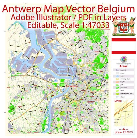 Antwerp Pdf Map Vector City Plan Editable Pdf Street Map In Layers