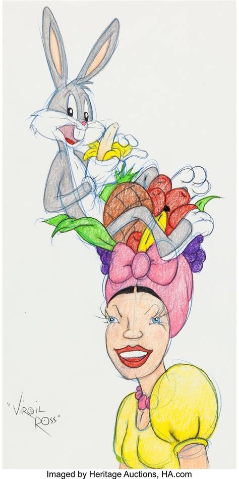 Virgil Ross Bugs Bunny And Carmen Miranda Illustration Warner Lot