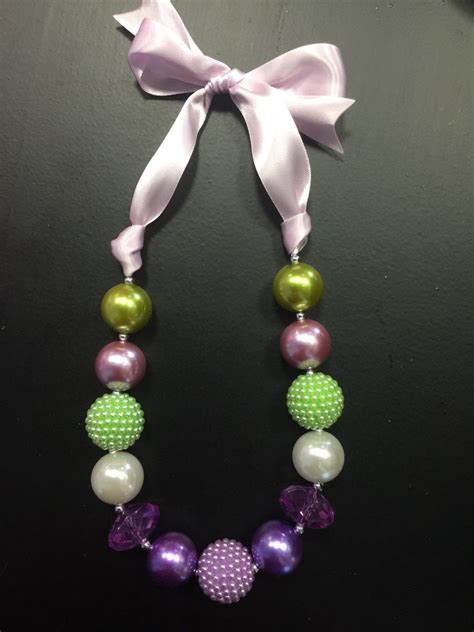 Purple And Lime Green Chunky Bead Necklace M2m Damask Dress Gumball