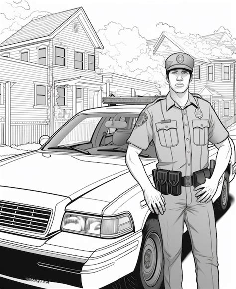 Coloring Pages Of A Police Officer Standing Next To A Police Car