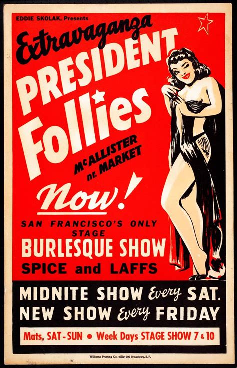 Extravaganza President Follies Burlesque Vintage Burlesque
