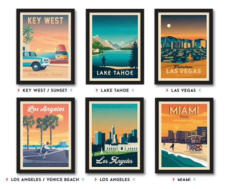 United States Travel Poster Set Of 3 Prints Landscape Wall Etsy Uk
