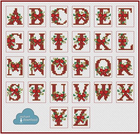 free printable christmas cross stitch letters printable templates