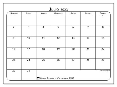 Calendario Julio De 2023 Para Imprimir “47ds” Michel Zbinden Sv