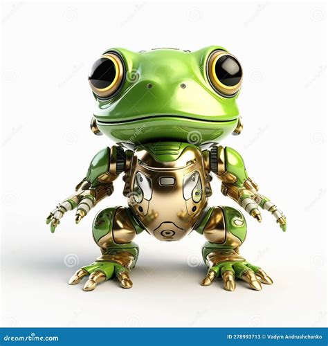 Cute Frog Robot Robotic Animal Isolated Over White Background Created