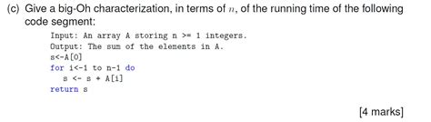 Solved Give A Big Oh Characterization In Terms Of N Of