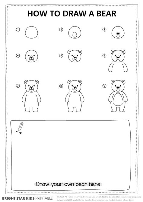How To Draw A Bear Cute Bear Drawing For Kids Bright Star Kids