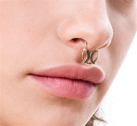 Gold Septum Crescent Handmade Designer Moons Piercing