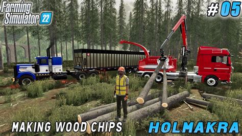 Making Wood Chips With New Wood Chipper Truck Forestry In Holmakra