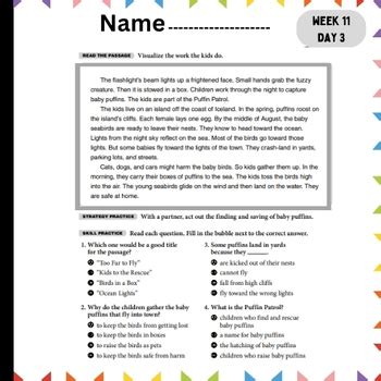 Th Grade Daily Reading Comprehension Passage Activities Classroom