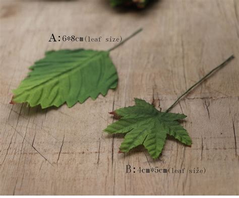 24pcs Fall Green Silk Leavescorsage Leavesembossed Fabric Maple Leaf