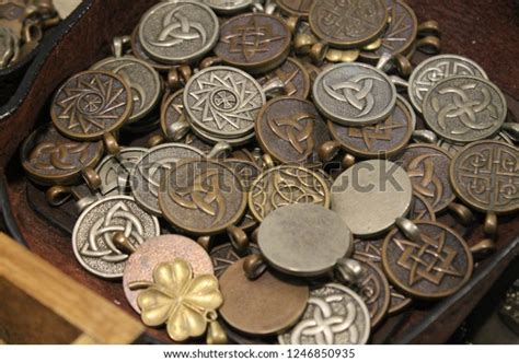 Vintage Medallions Vintage Coins Magical Symbolism Stock Photo