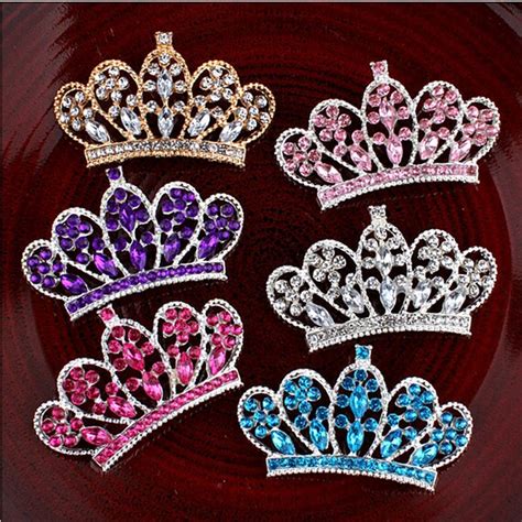2pcs Colorful Rhinestone Crown Classic Bridal Crystal Crown Etsy
