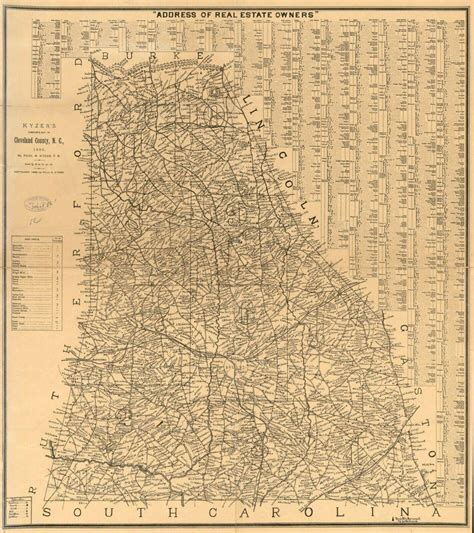 22 X 24 1886 Map Kyzers Complete Map Of Cleveland County Nc