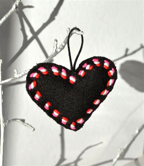 Black Stuffed Heart Home Decor Ornament Etsy Ornament Decor Heart