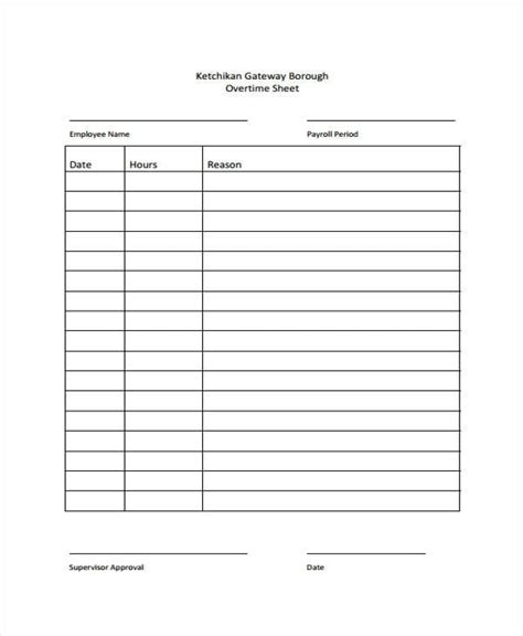 Overtime Sheet Template 14 Free Word Pdf Format Download