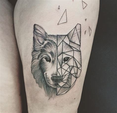 25 Amazing Geometric And Dotwork Wolf Tattoos Tattooblend Tatuajes De