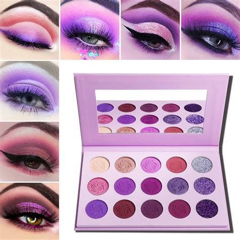Purple Eyeshadow Palette Makeup Matte Glitterafflano Pro