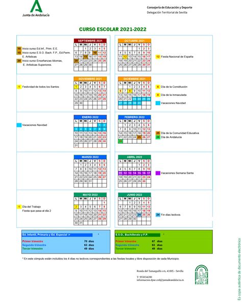 Calendario Curso Escolar 20212022 Ceip Tartessos Sevilla Este