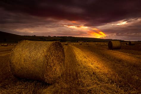 Desktop Wallpapers Nature Fields Sunrise And Sunset Hay