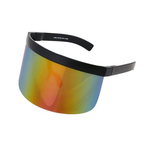 elite futuristic oversize shield visor sunglasses flat top mirrored mono lens 172mm orange