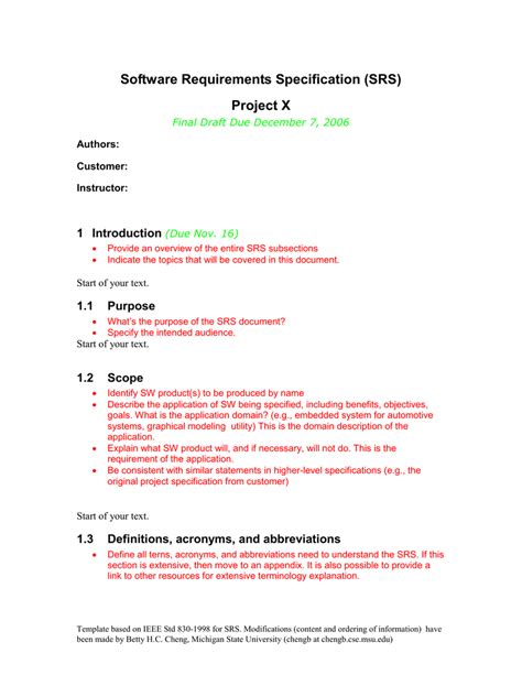 Software Requirements Specification Srs Project X 1 Introduction