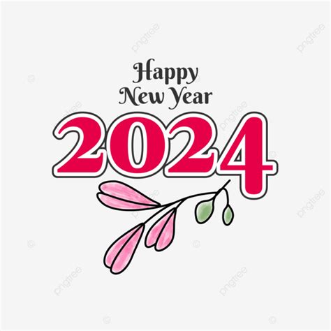 Bunga Selamat Tahun Baru 2024 Vektor 2024 Tahun Baru Selamat Tahun