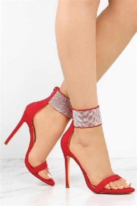 Red Heels With Rhinestones Marshas Clothing Heels Red Heels