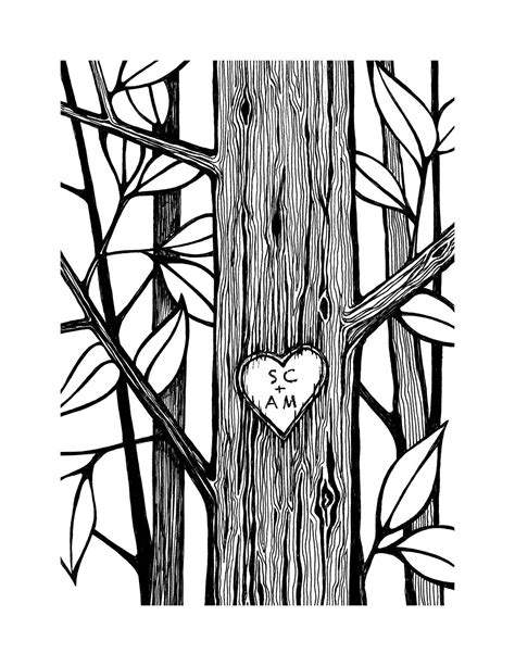 Because trees can live for hundreds of years, ancient peoples carved symbols, called arborglyphs, into them. Heart Tree Drawing | Free download on ClipArtMag
