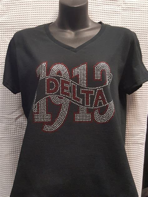 Delta Sigma Theta 1913 Bling V Neck T Shirt Etsy