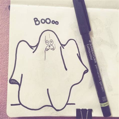 Inktober Handdrawn Drawing Doodle Halloween Spooky Little Ghost