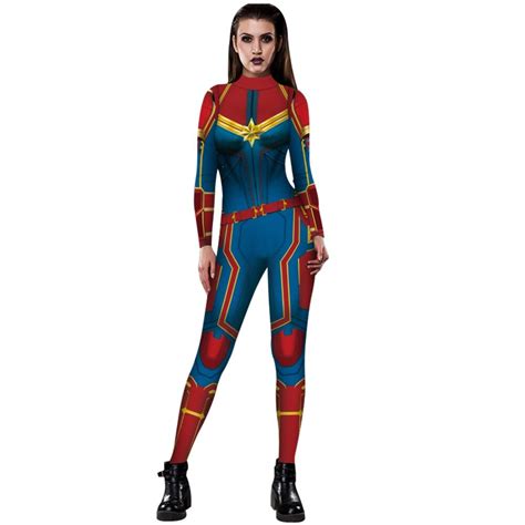 Captain Marvel Ms Marvel Carol Danvers Jumpsuit Catsuit Sexy Cosplay Costumes Halloween Women