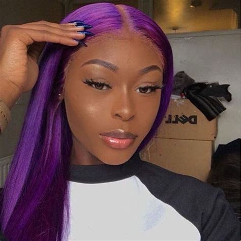 Beaudiva Straight Colored Purple Lace Front Wigs Pre Plucked Human Hair Wigs In 2023 Purple