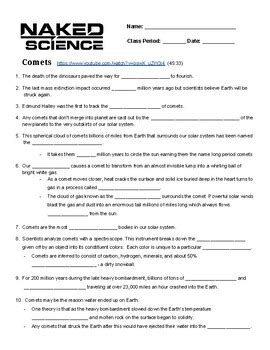 Naked Science Comets Video Worksheet By Reactive Science TPT