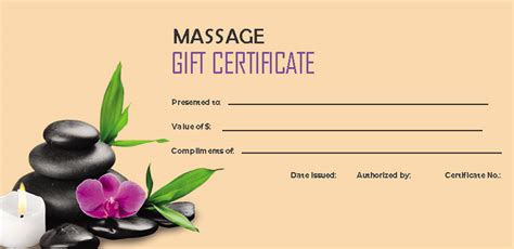 Massage T Certificate Template Free Printable Printable Templates