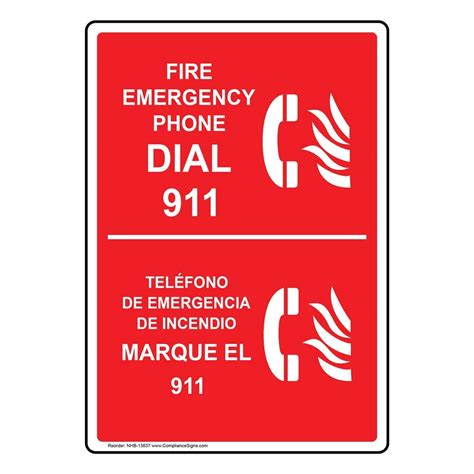 Fire Emergency Phone Dial 911 Bilingual Label Decal 5x35 Inch 4 Pack