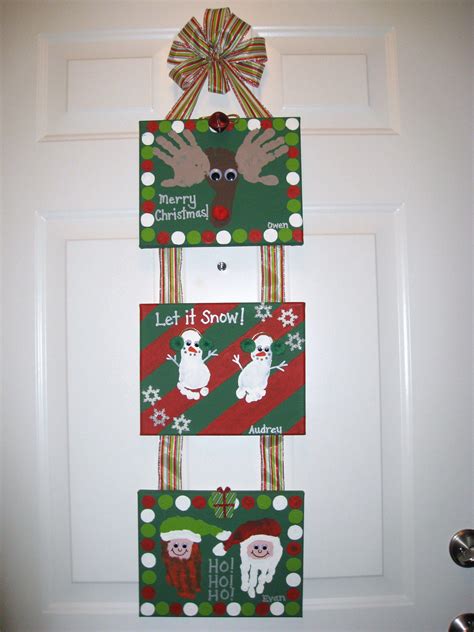 Christmas Handprint Footprint Canvas Craft Christmas Crafts For Kids To