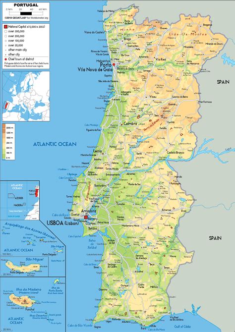 Hover over a country to check all available stats. Portugal Map (Physical) - Worldometer