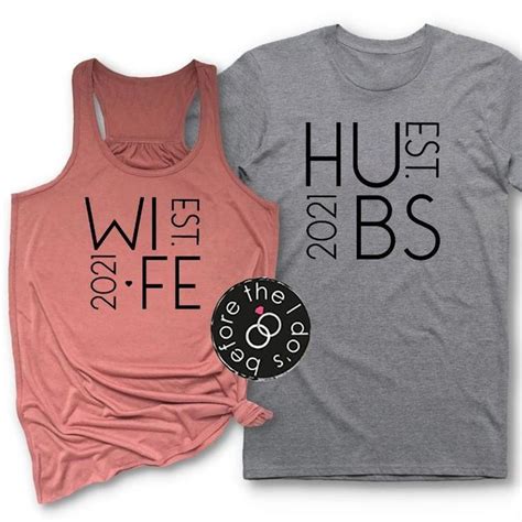 wife and hubs est year flowy racerback tank and t shirt set etsy married shirt honeymoon