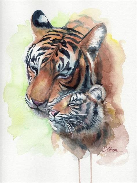 ORIGINAL Watercolor Tiger Tiger Wall Art Nursery Decor Etsy