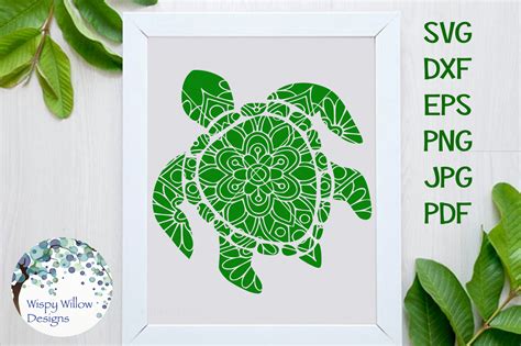 Turtle Mandala SVG/DXF/EPS/PNG/JPG/PDF By Wispy Willow Designs
