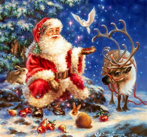santa claus and reindeer wallpaper